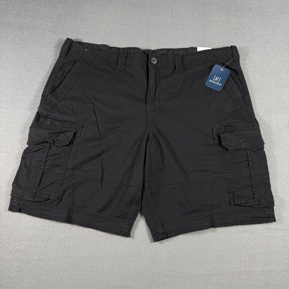 George Men's Cargo Shorts Size 44 Black 10" Inseam NWT Cotton Stretch Utility